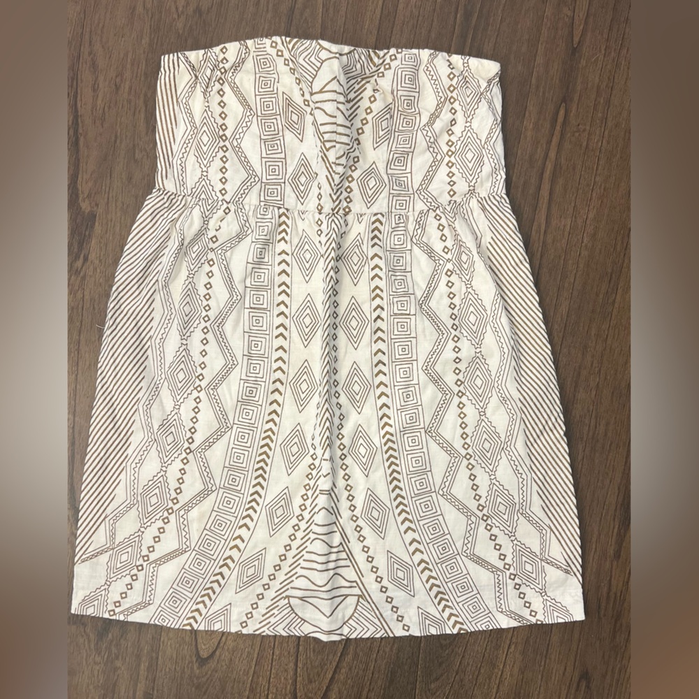 Urban Outfitters Strapless Dress, Size 4, Cream and Gold